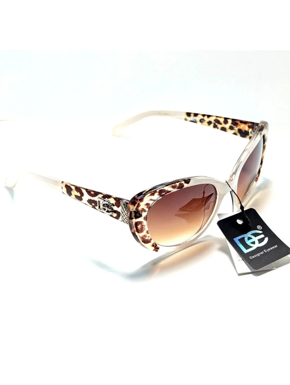 Design Eyewear 737 Brown Gradient UV Leopard Print Cat Eye Women's Sunglasses
